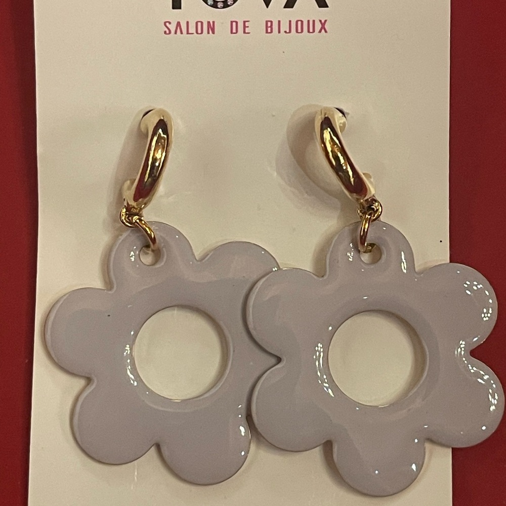 Floral Gold and lavender  Earrings